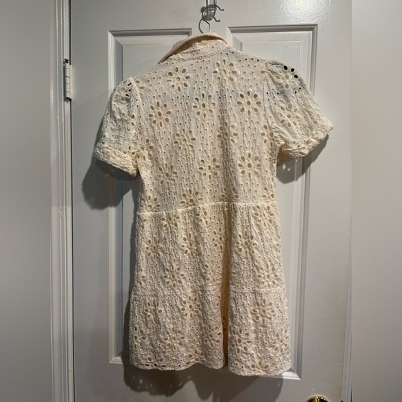 Desigual shirt Swiss lace dress white sparkles sz S mini - Picture 5 of 7